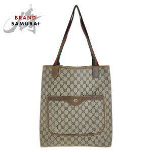 GUCCI Sherry Line Interlocking Brown GG Supreme Canvas Leather Tote Shoulder Bag